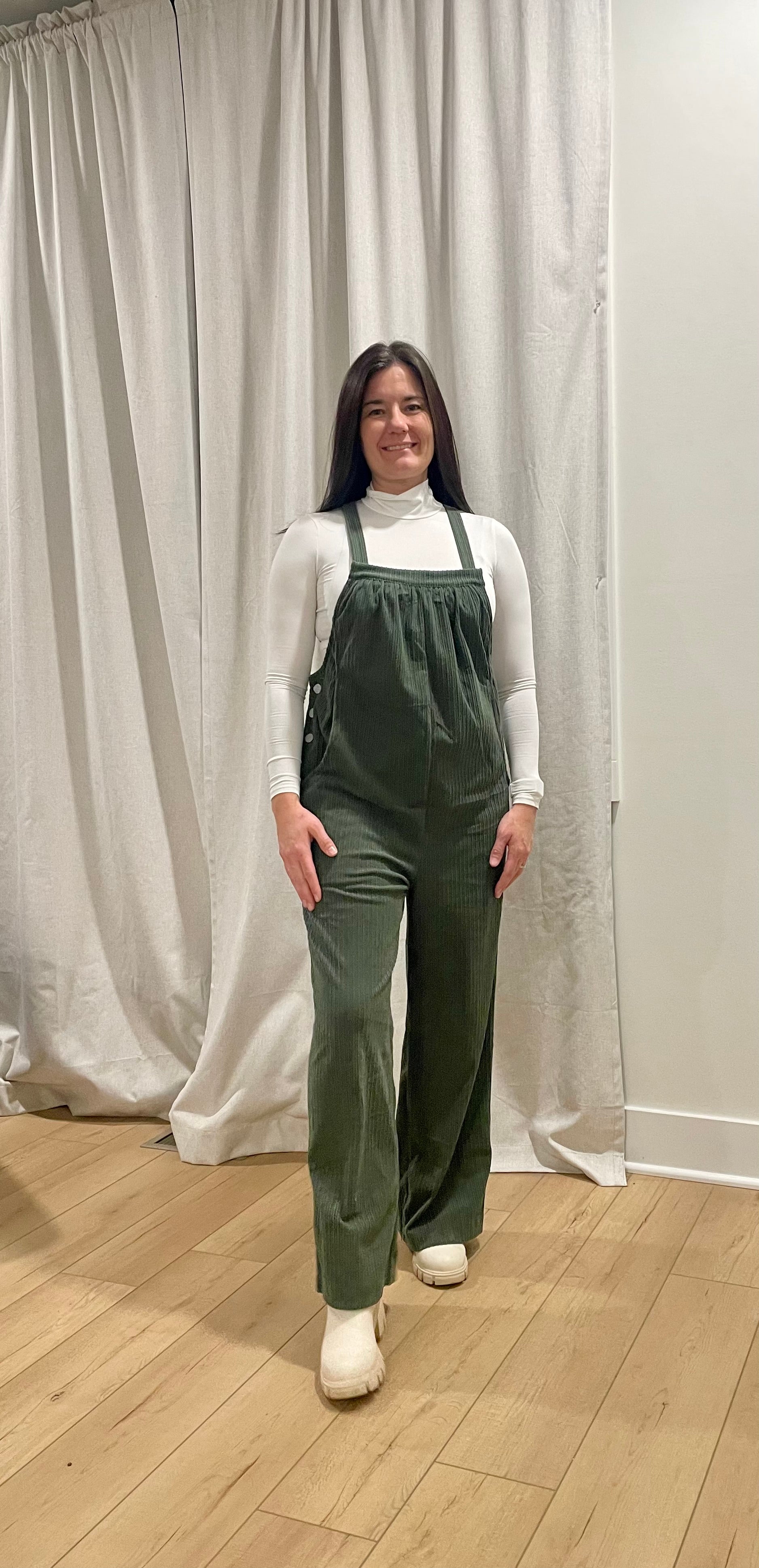 Solid Corduroy Pocket Overalls for Fall and Everyday Wear