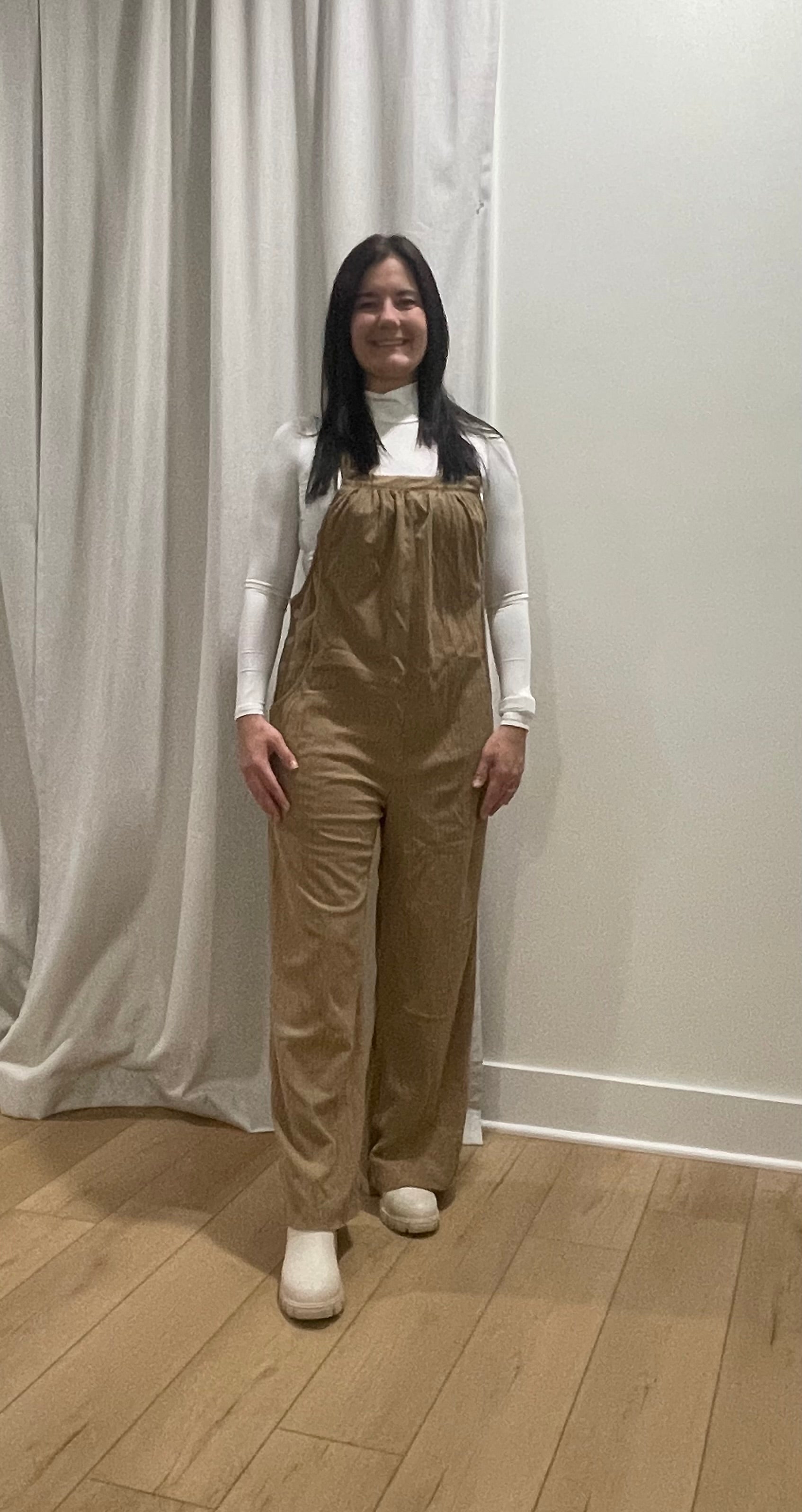 Solid Corduroy Pocket Overalls for Fall and Everyday Wear